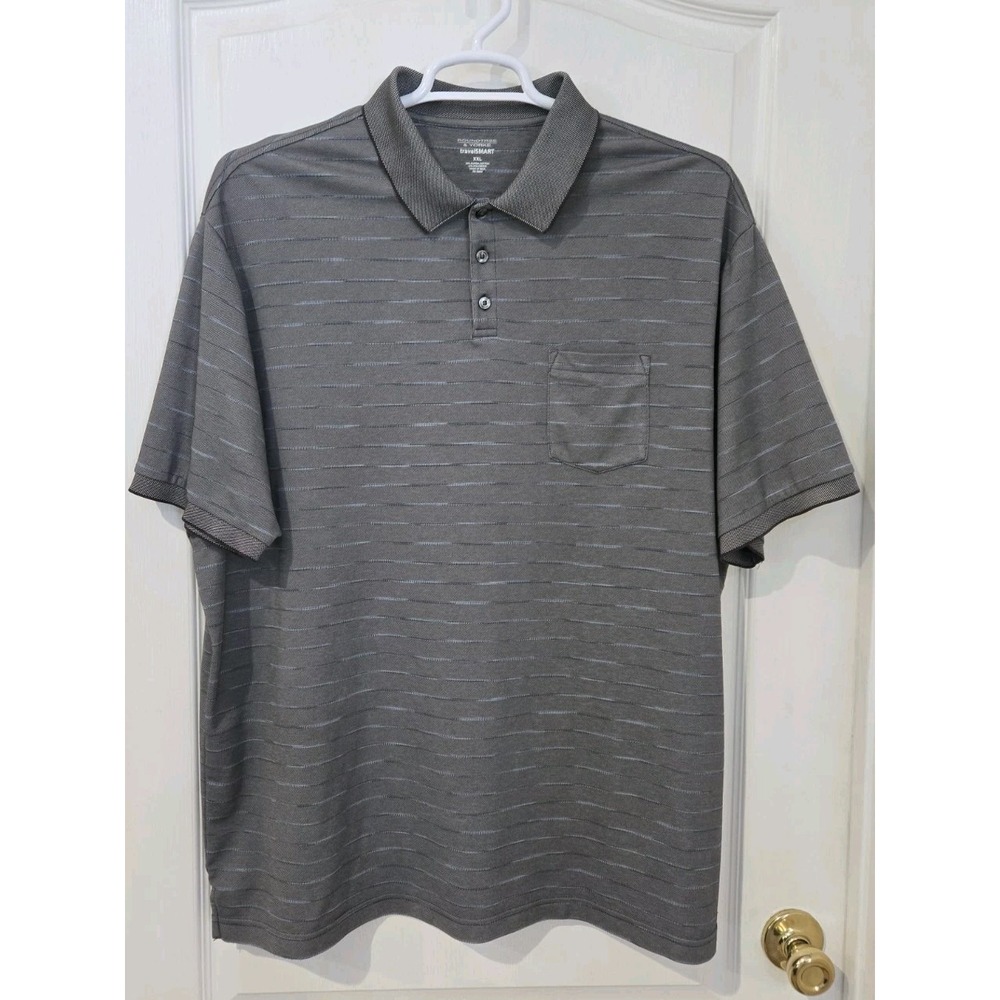 Mens Roundtree And Yorke Travelsmart 2xl Short Sleeve Polo Gray